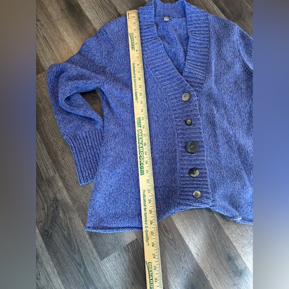 J. Jill Purple Cardigan Sweater Ribbed Knit country cottage chunky size L fall - Picture 2 of 11